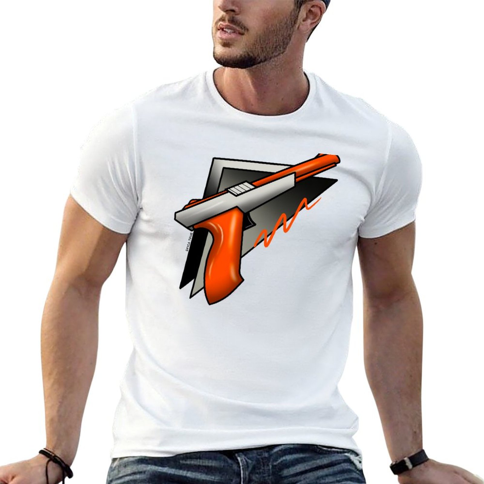 Retro Gaming Light Gun - Kaos Katun Lembut Anti-Susut dengan Desain