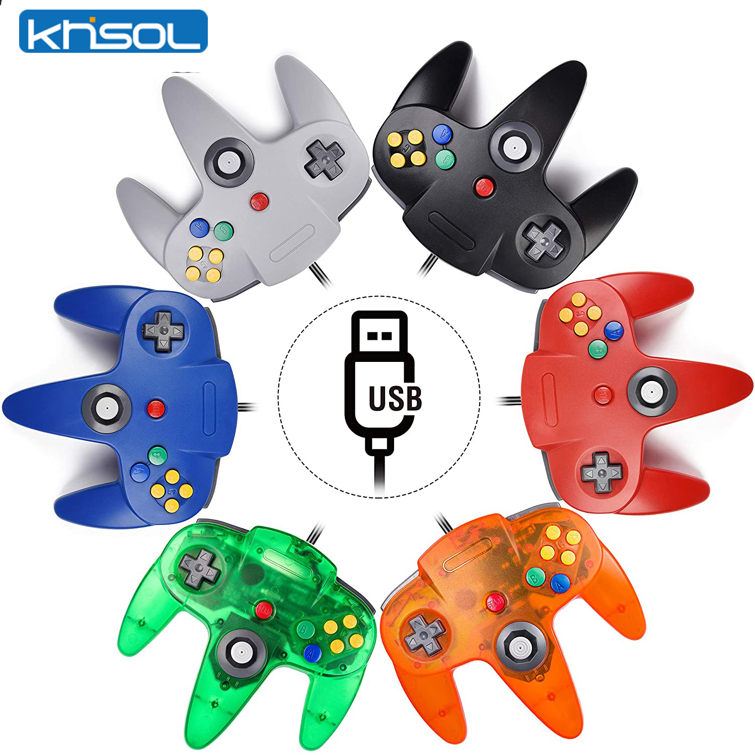 Retro Gaming Emulator Console - N64 kontroler klasik berkabel USB, aksesori