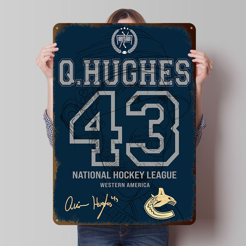 Poster Logam Quinn Hughes 43 V - Retro Gaming Vancouver ulasan dan harga