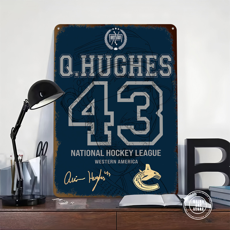 Poster Logam Quinn Hughes 43 V - Retro Gaming Vancouver ulasan dan harga