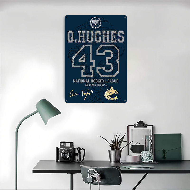 Poster Logam Quinn Hughes 43 V - Retro Gaming Vancouver ulasan dan harga
